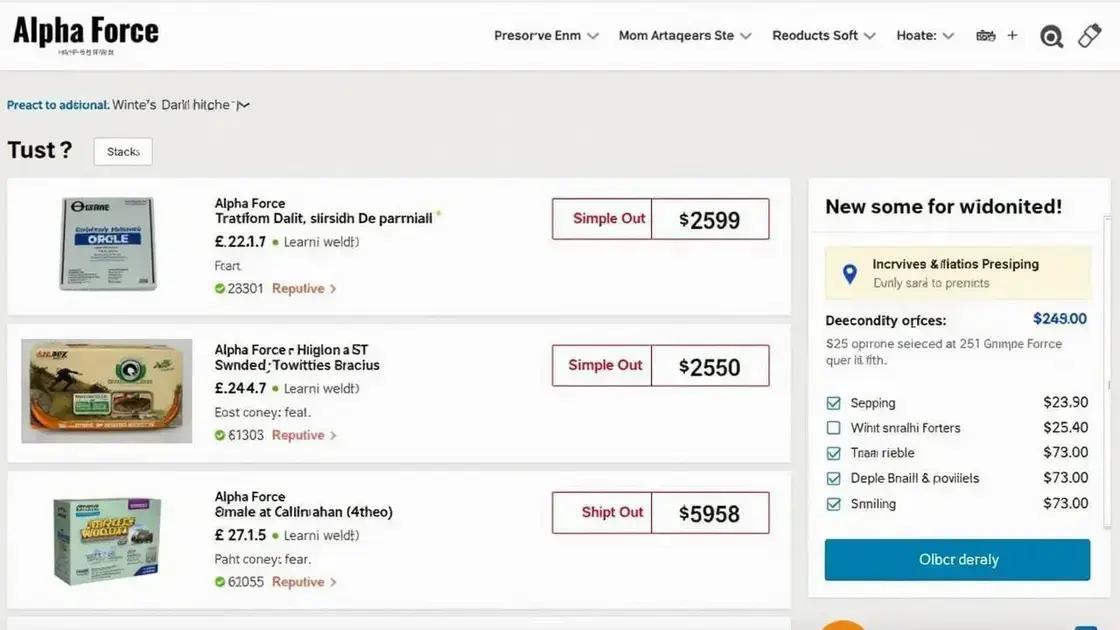 Comparing Prices on Alpha Force