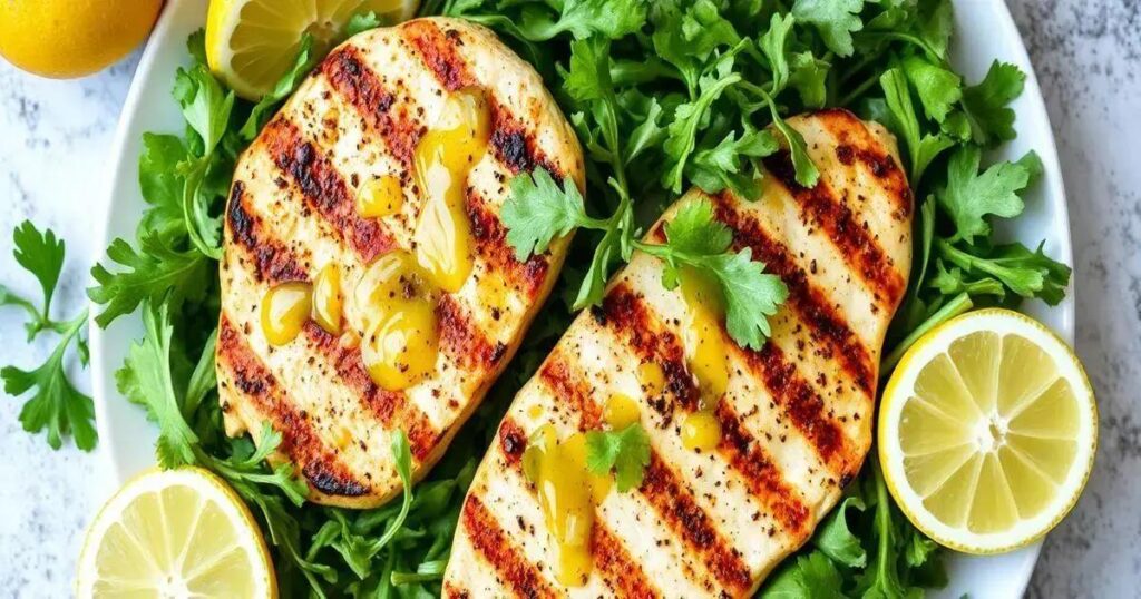 Grilled Chicken and Arugula Salad Recipes with Lemon Dressing