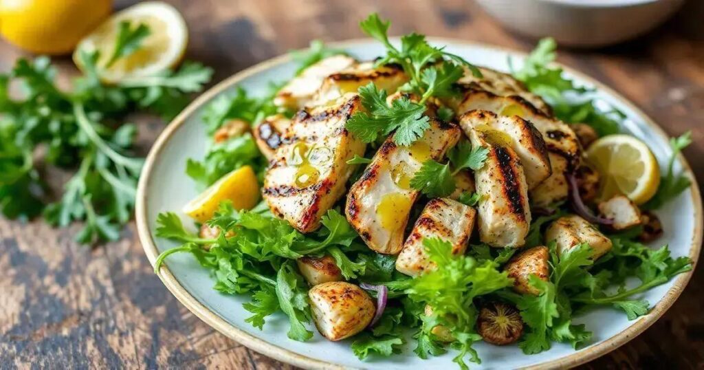 Grilled Chicken and Arugula Salad Recipes with Lemon Vinaigrette