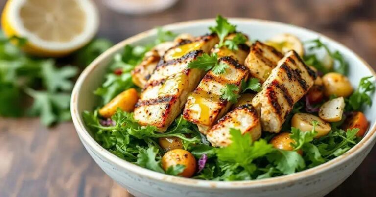 Grilled Chicken and Arugula Salad Recipes with Lemon Vinaigrette