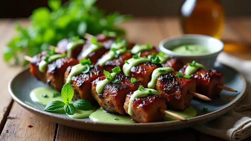 Grilled Lamb Skewers with Mint Sauce: A Health Delight