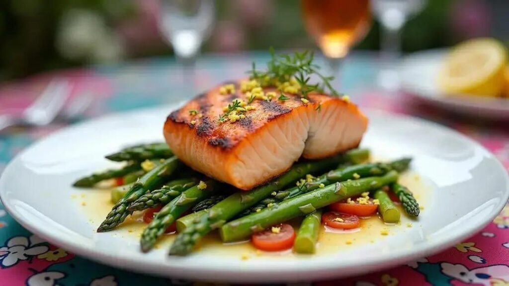 Grilled Salmon and Asparagus with Lemon Zest Recipes: Delight