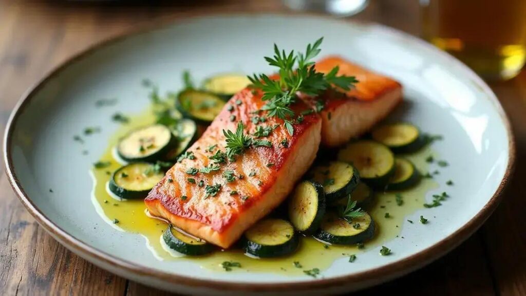 Grilled Salmon and Zucchini Recipes with Herb Butter