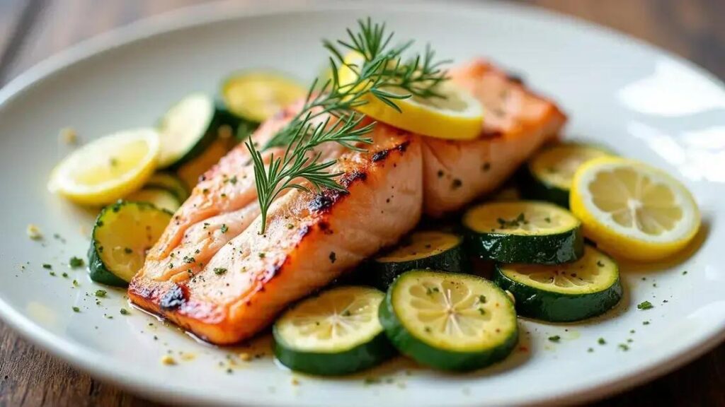 Grilled Salmon and Zucchini Recipes with Lemon and Dill