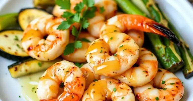 Grilled Shrimp and Zucchini Recipes with Lemon Garlic Sauce