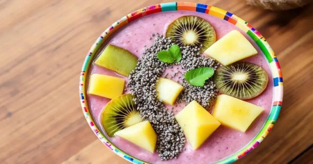 How to Make a Smoothie Bowl with Kiwi, Pineapple, and Chia Seeds
