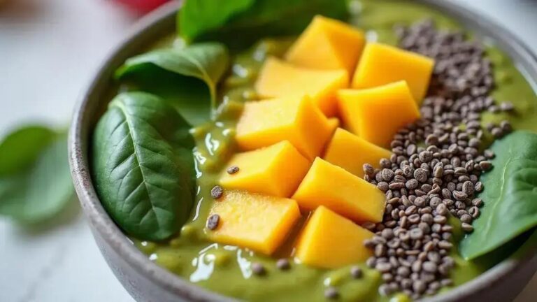 How to Make a Smoothie Bowl with Mango, Spinach, and Chia Seeds