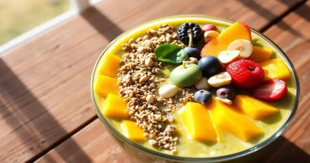 How to Make a Smoothie Bowl with Mango, Spinach, and Flaxseeds