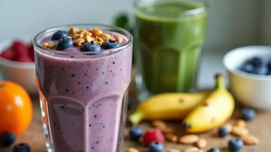 How to Make a Smoothie with Blueberries, Spinach, and Almond Butter