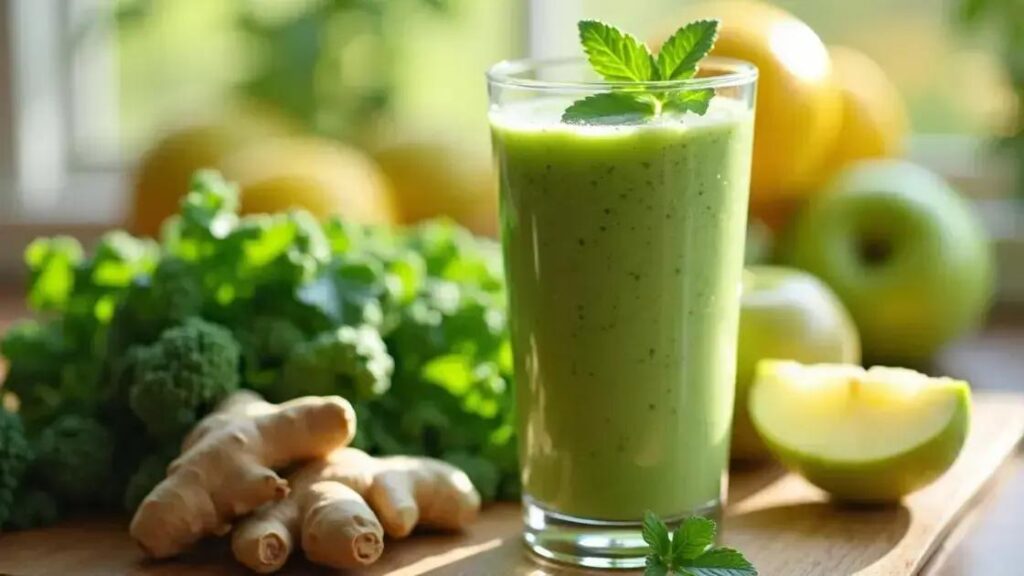 How to Make a Smoothie with Green Apple, Kale, and Ginger