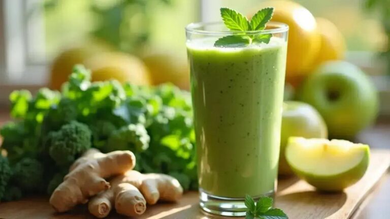 How to Make a Smoothie with Green Apple, Kale, and Ginger