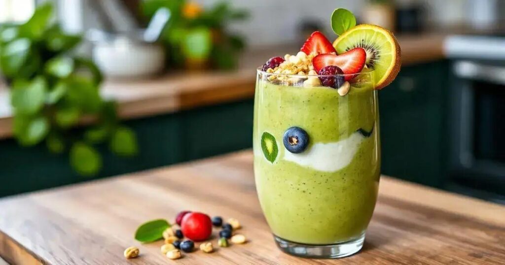 How to Make a Smoothie with Kiwi, Spinach, and Coconut Water