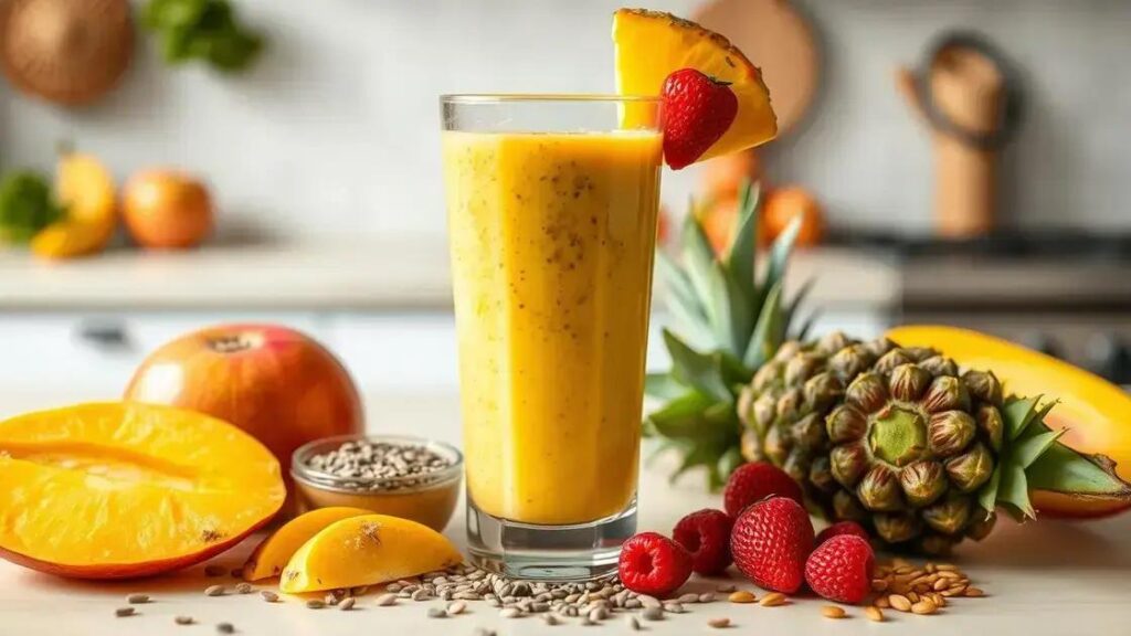 How to Make a Smoothie with Mango, Pineapple, and Flaxseeds