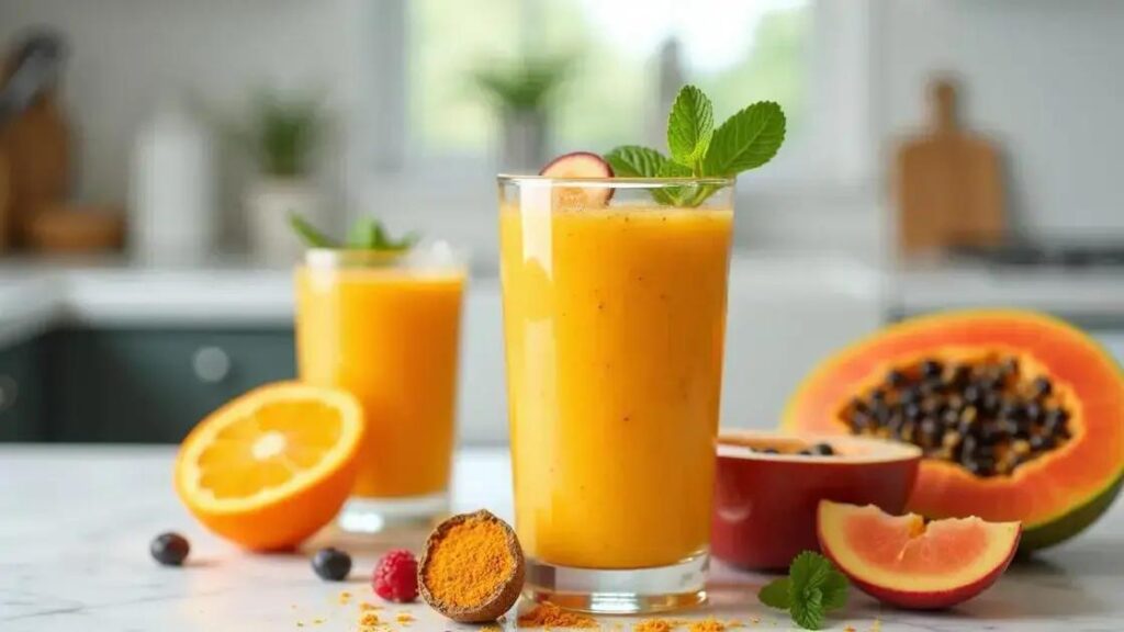 How to Make a Smoothie with Papaya, Coconut Milk, and Turmeric