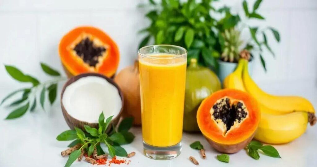 How to Make a Smoothie with Papaya, Turmeric, and Coconut Milk