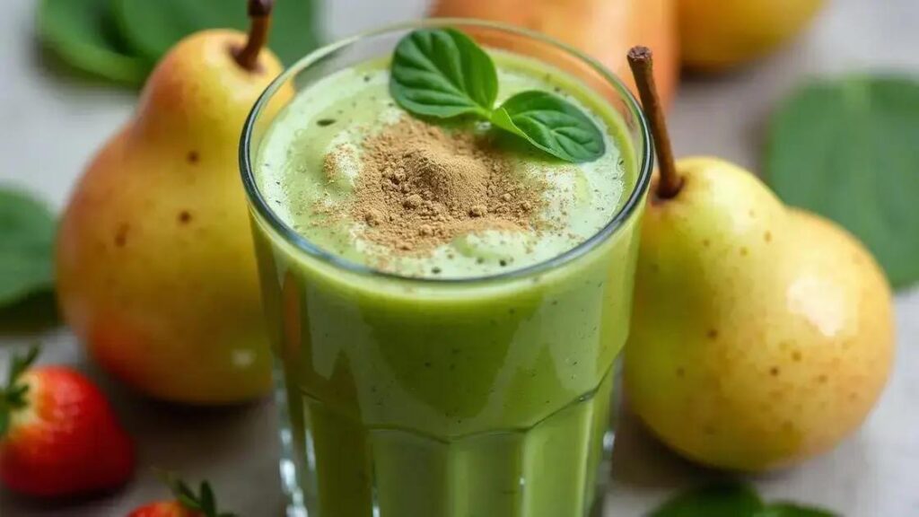 How to Make a Smoothie with Pear, Spinach, and Maca Powder