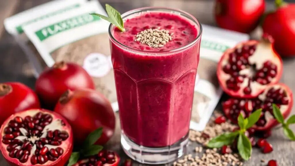 How to Make a Smoothie with Pomegranate and Flaxseeds