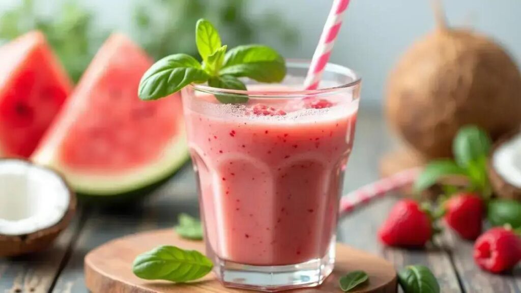 How to Make a Smoothie with Watermelon, Basil, and Coconut Water