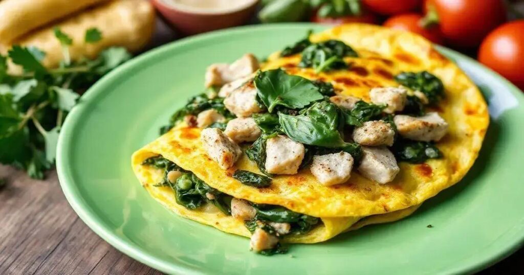 How to Prepare a High-Protein Omelet with Spinach and Turkey