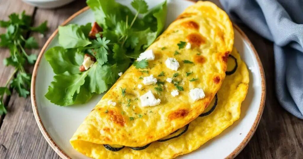 How to Prepare a High-Protein Omelet with Zucchini and Feta