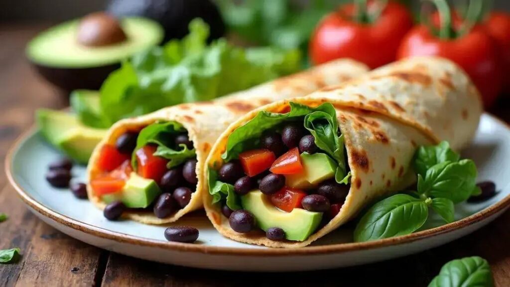 How to Prepare a Warm Black Bean and Avocado Wrap for Men