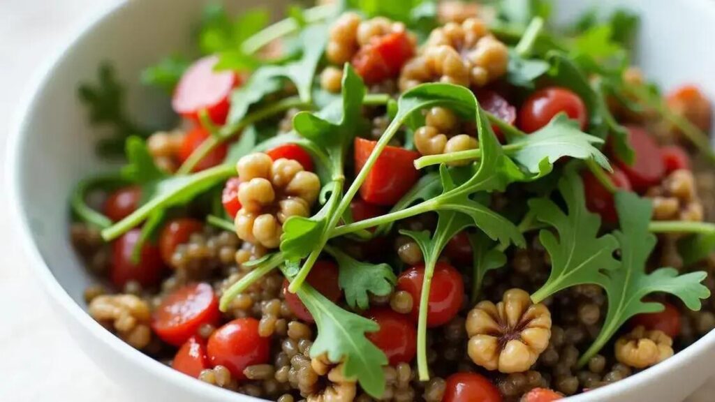 How to Prepare a Warm Lentil Salad with Arugula and Walnuts