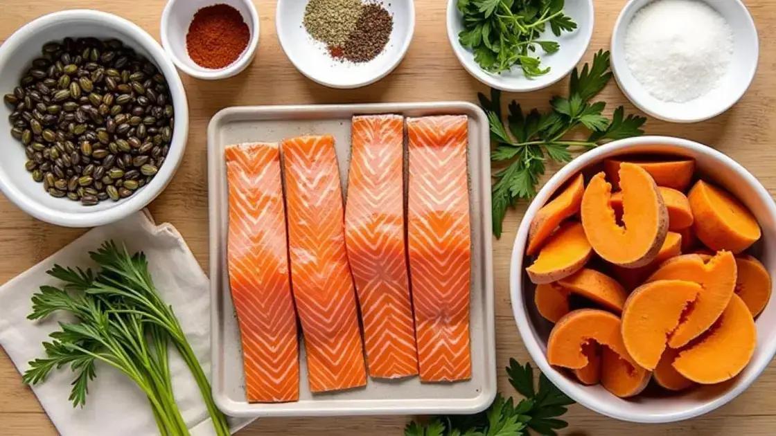 Ingredients for Grilled Salmon and Sweet Potato Wedges