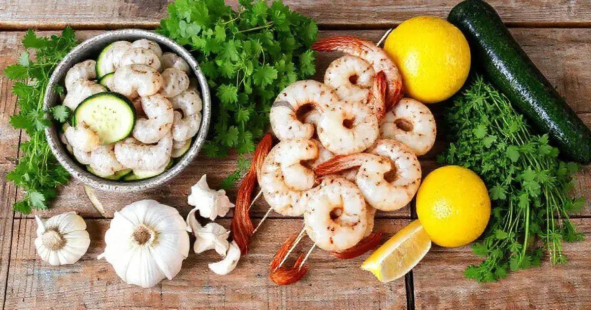 Ingredients for Grilled Shrimp and Zucchini Skewers