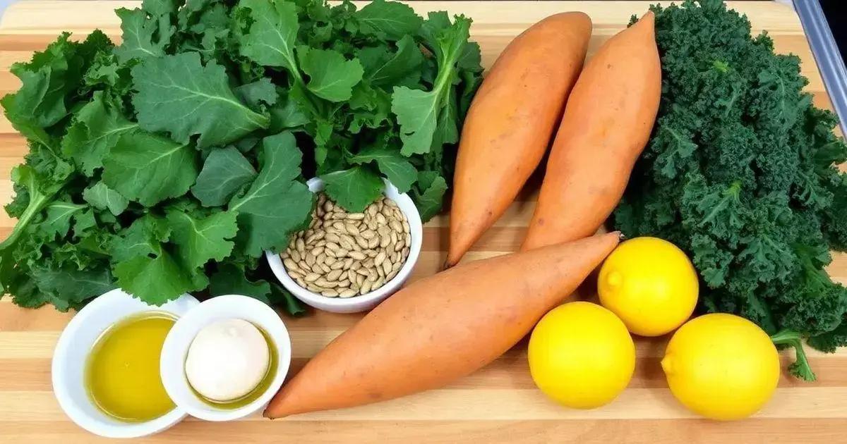 Ingredients for Roasted Sweet Potato and Kale Salad