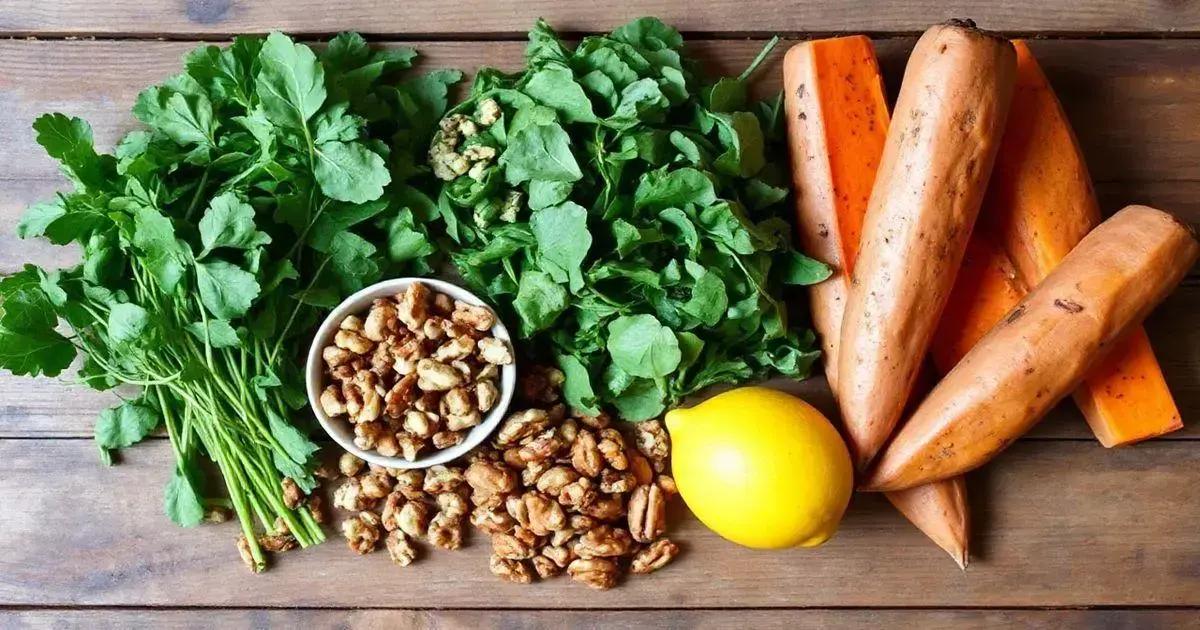 Ingredients for Roasted Sweet Potato and Walnut Salad