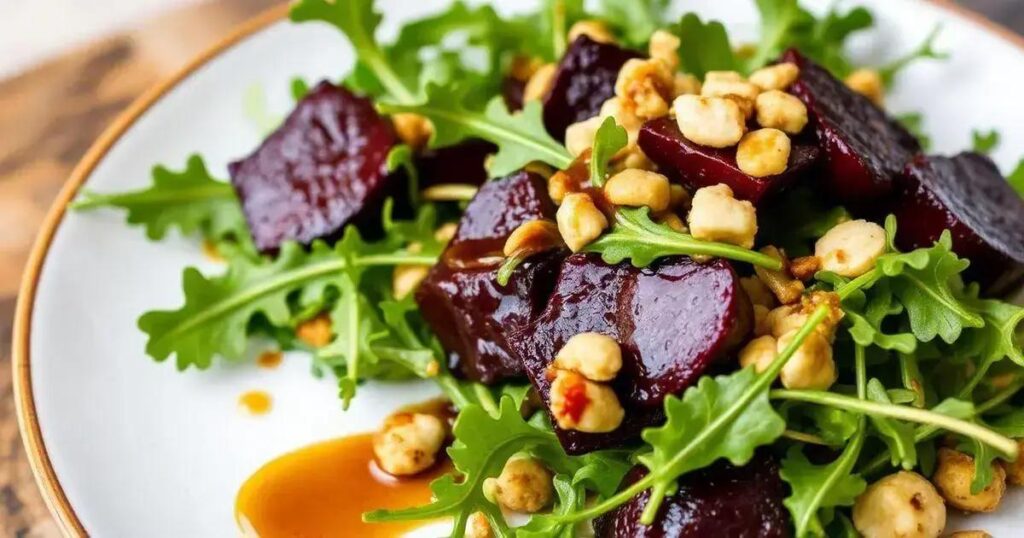 Roasted Beet and Arugula Salad Recipes with Balsamic Dressing