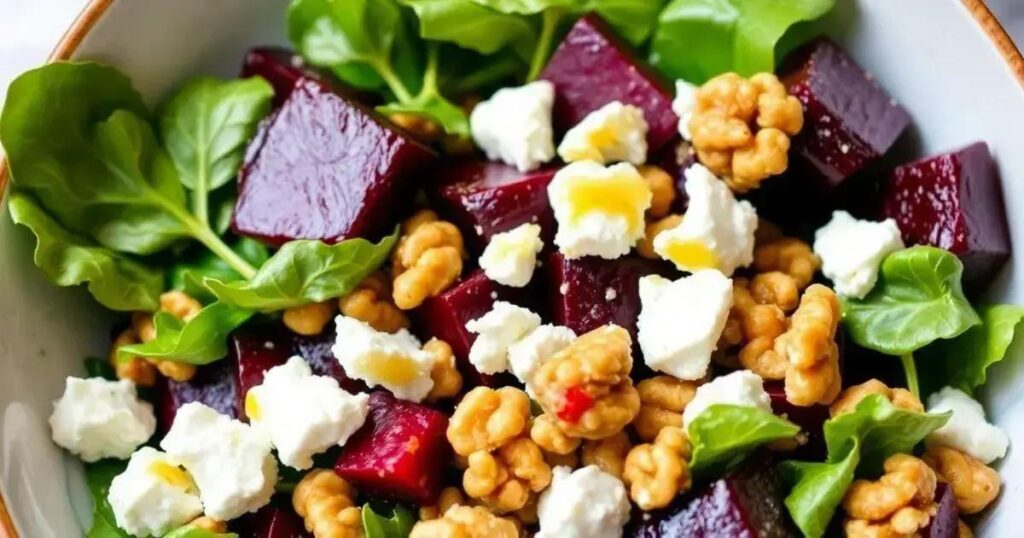 Roasted Beet and Goat Cheese Salad Recipes with Walnut Dressing