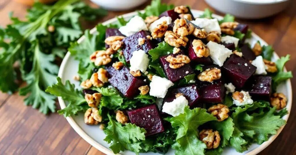 Roasted Beet and Kale Salad Recipes with Walnuts Galore