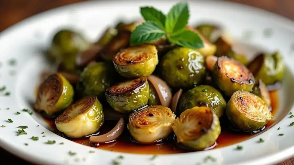 Roasted Brussels Sprouts and Garlic Recipes with Balsamic Glaze