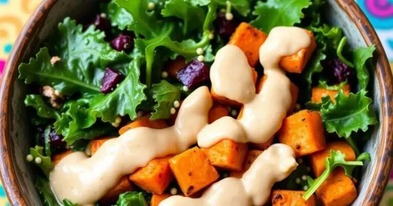 Roasted Sweet Potato and Kale Bowl Recipes: Delicious Tahini Dressing