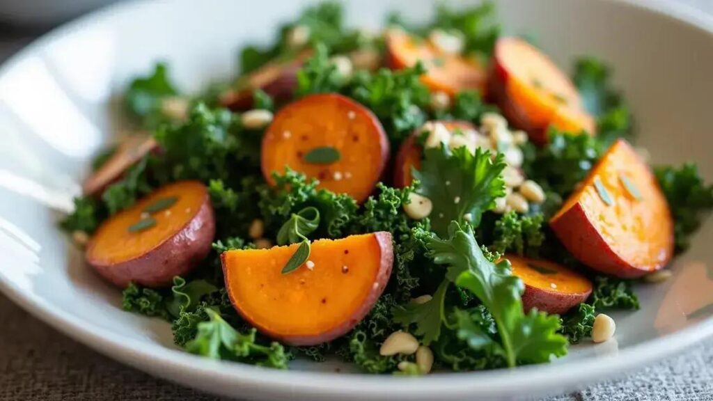 Roasted Sweet Potato and Kale Salad Recipes for Hormonal Support
