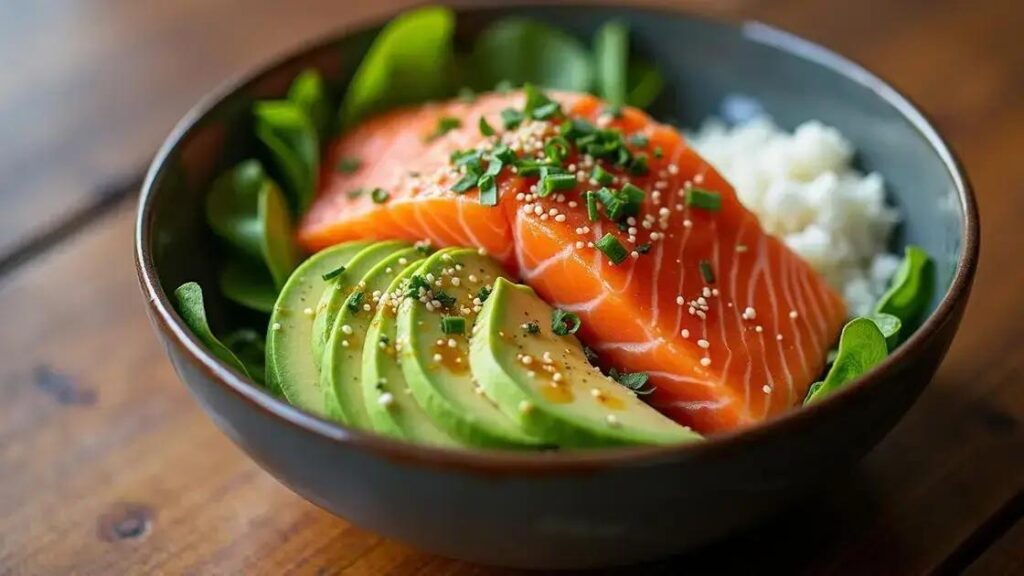 Salmon and Avocado Bowl Recipes with Sesame Ginger Sauce