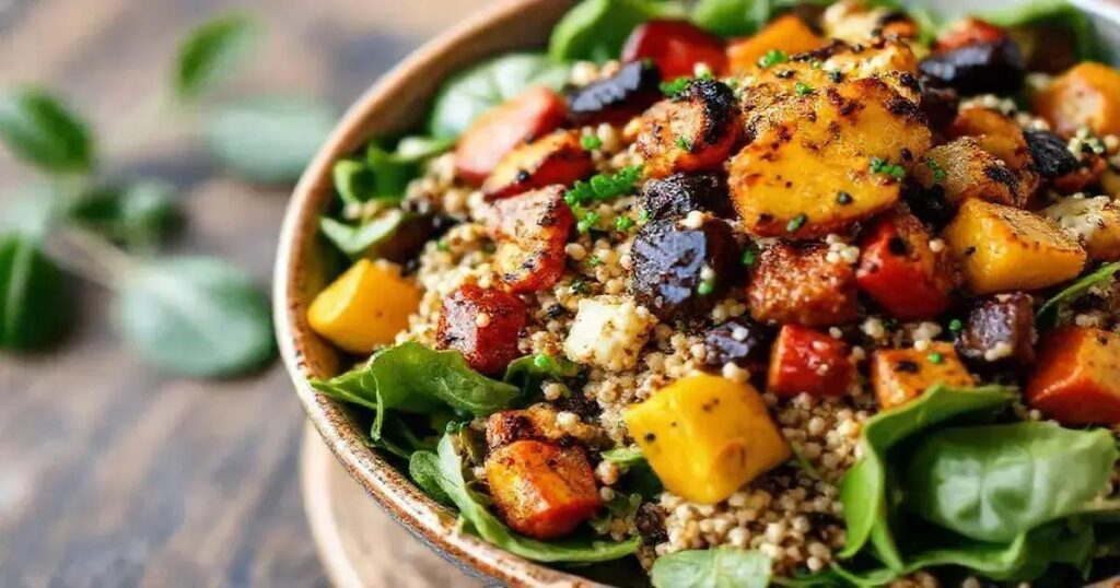 Spinach and Quinoa Salad Recipes with Roasted Vegetables
