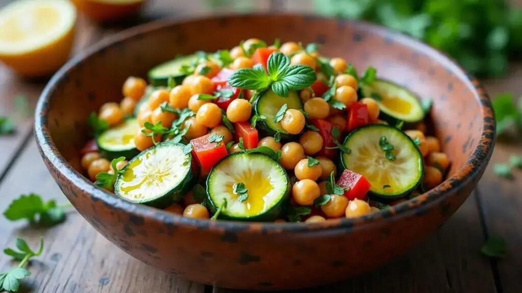Zucchini and Chickpea Salad Recipes with Olive Oil Delight