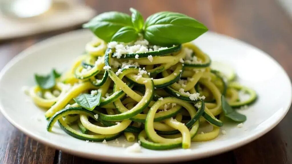 Zucchini Noodle Recipes with Garlic and Basil Pesto